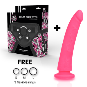 Deltaclub Strap-On-Gordel met siliconen dildo 20 cm lengte, 4 cm diameter, roze Deltaclub Strap-On-Gordel met siliconen dildo 20 cm lengte, 4 cm diameter, roze - Afbeelding 2