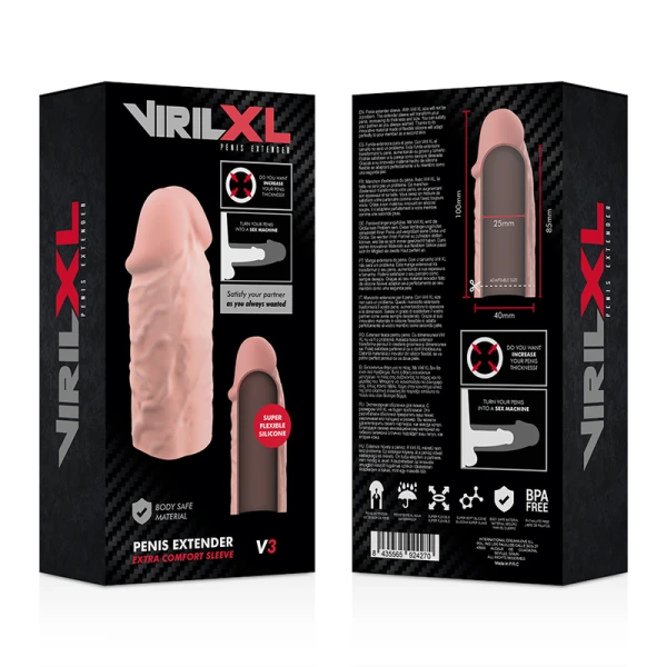 Virilxl Penishülle VirilXL Extension V3 van vloeibaar siliconen Virilxl Penishülle VirilXL Extension V3 van vloeibaar siliconen
