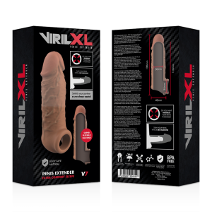Virilxl Siliconen-penisomhulsel V7 bruin met verlenging Virilxl Siliconen-penisomhulsel V7 bruin met verlenging - Afbeelding 9