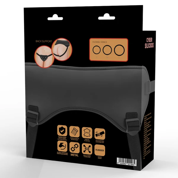 Cyber Silicock Strap-On-Gurt met 3 ringen voor dildo's