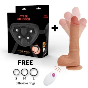 Cyber Silicock Strap-on Mr Rick met afstandsbediening, siliconen dildo