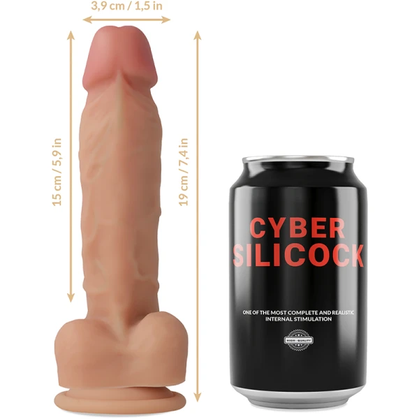 Cyber Silicock Strap-On Set met Dildo Oliver en 3 Ringetjes, 19 cm