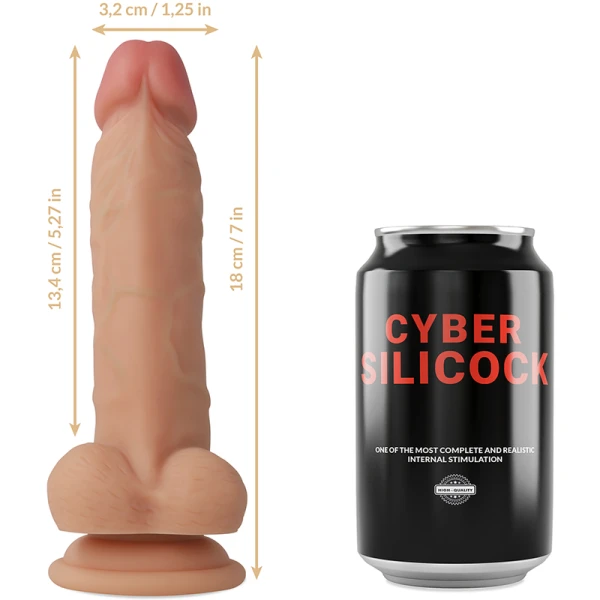 Cyber Silicock Strap-On Jude mit Dildo aus flüssigem Silikon 18 cm, 3 Ringe