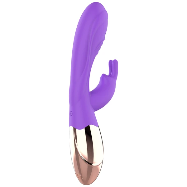 Womanvibe Viora Rabbit Vibrator met Clitoris-Stimulator, Silicon, Goud/Paars