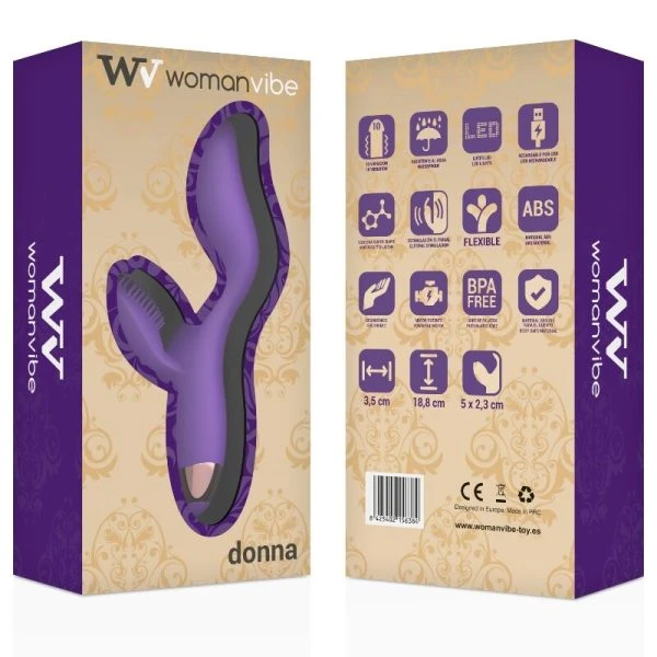 Womanvibe Donna oplaadbare siliconen vibrator met clitorisstimulator