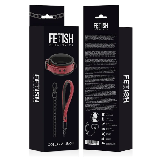 Fetish Submissive Kettinghalsband met Neopreenvoering voor BDSM Fetish Submissive Kettinghalsband met Neopreenvoering voor BDSM