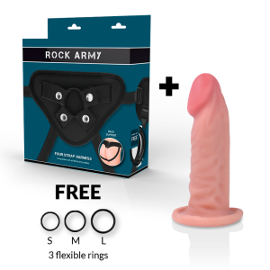 Rock Army Gurt + Dual Density Tiger Realistische Dildo 14 cm Rock Army Gurt + Dual Density Tiger Realistische Dildo 14 cm - Afbeelding 2