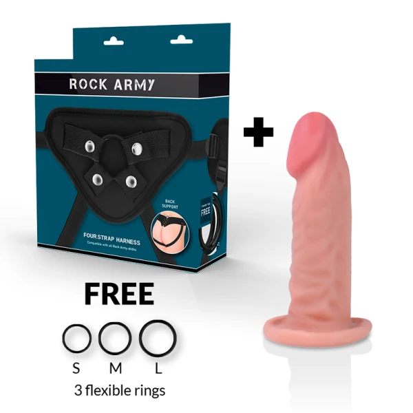 Rock Army Gurt + Dual Density Tiger Realistische Dildo 14 cm