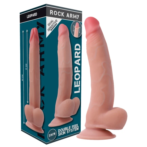 Rock Army Dual Density Dildo Leopard met Zuignap 23 cm