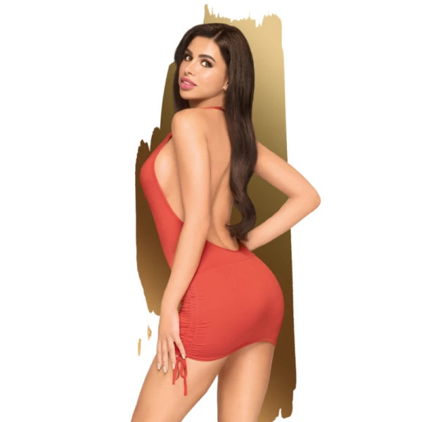 Penthouse Dresses Earth Shaker Minijurk met halternek rood L/XL