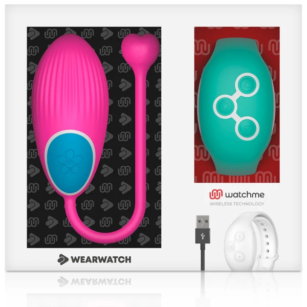 Wearwatch Vibrator-ei met Watchme-afstandsbediening, Fuchsia/Zeewater
