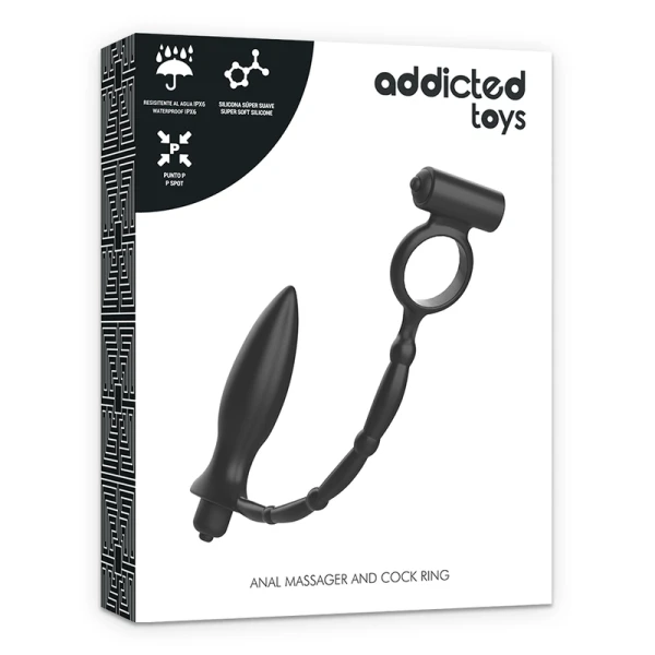 Addicted Toys Anaalplug met vibratiering van siliconen voor beginners