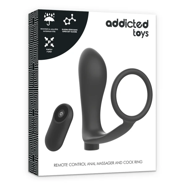 Addicted Toys Analplug mit Penisring und Fernbedienung, schwarz