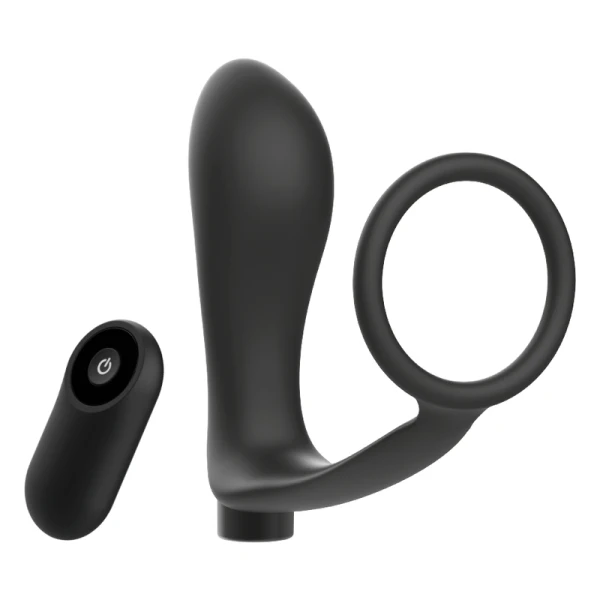 Addicted Toys Analplug mit Penisring und Fernbedienung, schwarz