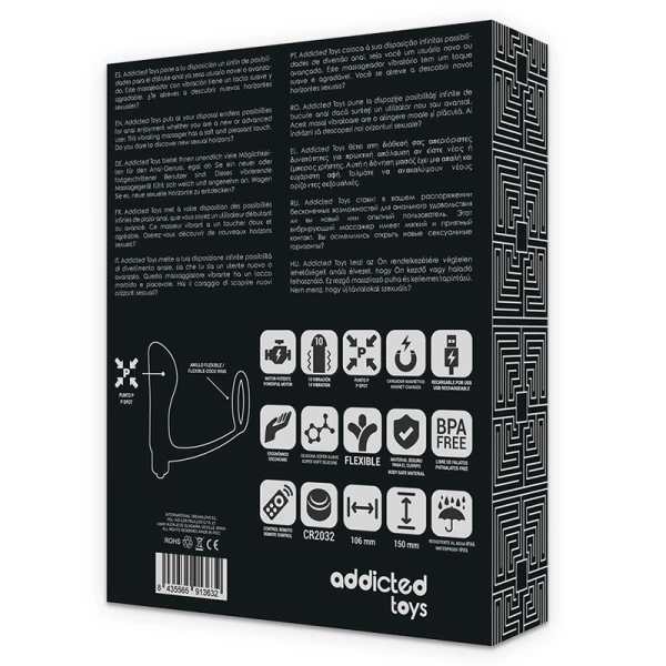 Addicted Toys Analplug mit Penisring und Fernbedienung, schwarz