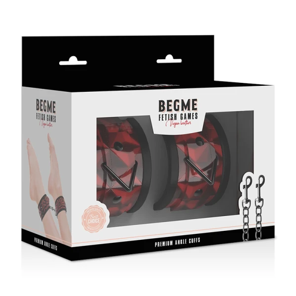 Begme Fetish Games RED Edition Premium Knöchel-Fußfesseln mit Neoprenfutter