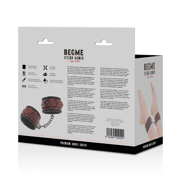 Begme Fetish Games RED Edition Premium Knöchel-Fußfesseln mit Neoprenfutter