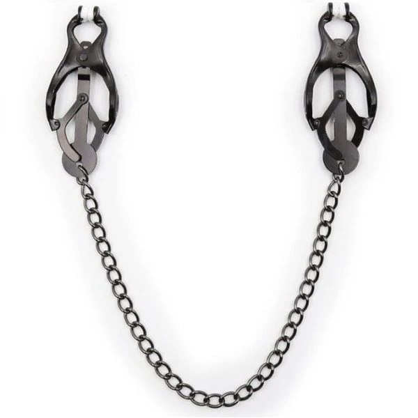 Ohmama Nippelklemmen mit schwarzer Kette, Fetisch-Zubehör