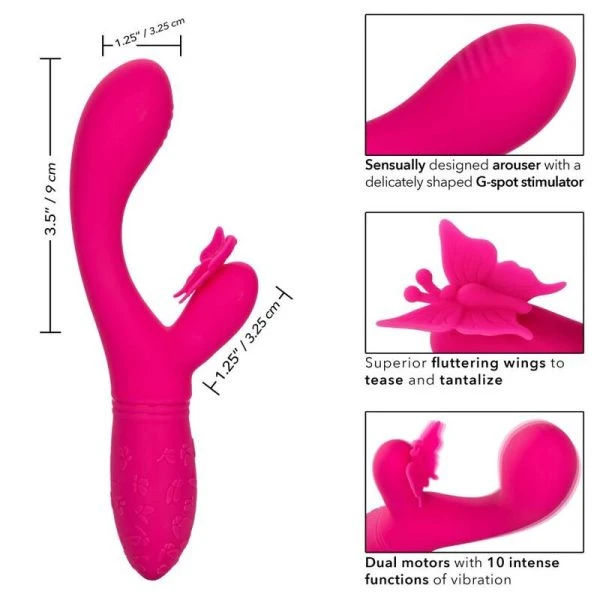 Calexotics Vlinderkus Flutter Vibrator met Clitstimulator, roze Calexotics Vlinderkus Flutter Vibrator met Clitstimulator, roze