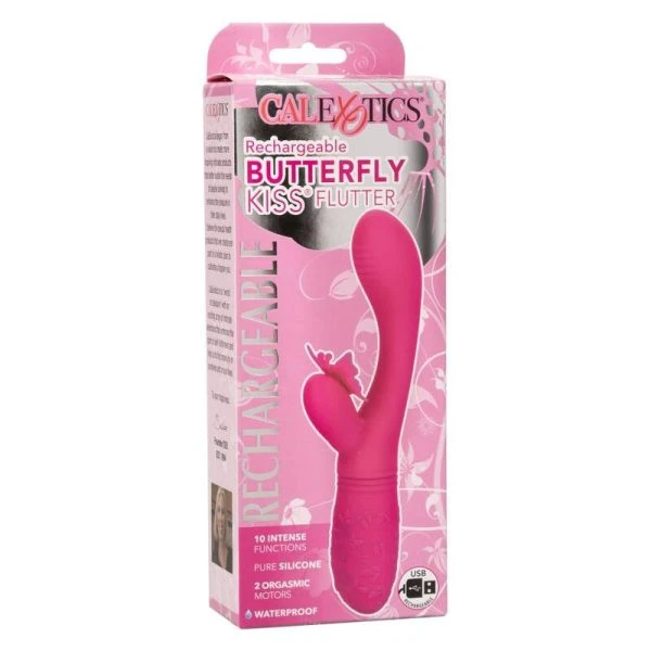 Calexotics Vlinderkus Flutter Vibrator met Clitstimulator, roze Calexotics Vlinderkus Flutter Vibrator met Clitstimulator, roze