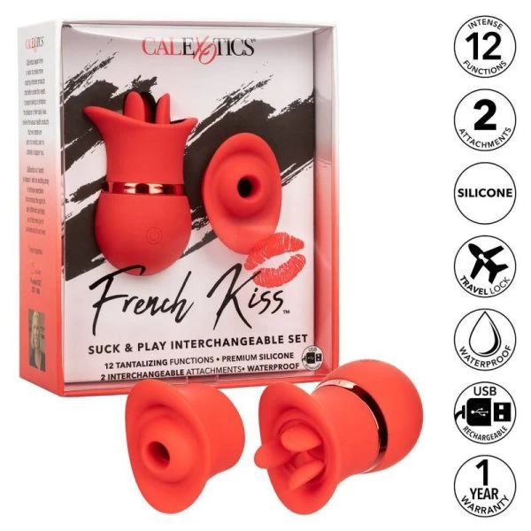 Calexotics French Kiss Suck & Play Set Auflegevibrator mit Saug- und Zungenfunktion