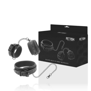 Fetish Submissieve Halsketting en Handboeien Set van veganistisch Leder Fetish Submissieve Halsketting en Handboeien Set van veganistisch Leder - Afbeelding 2