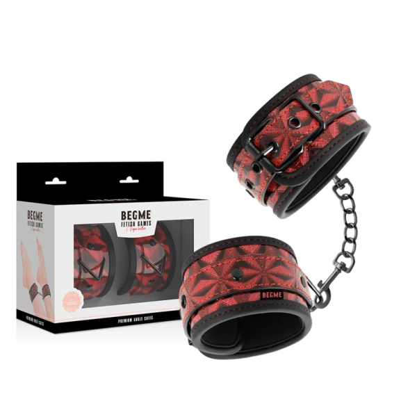 Begme Fetish Games RED Edition Premium Knöchel-Fußfesseln mit Neoprenfutter