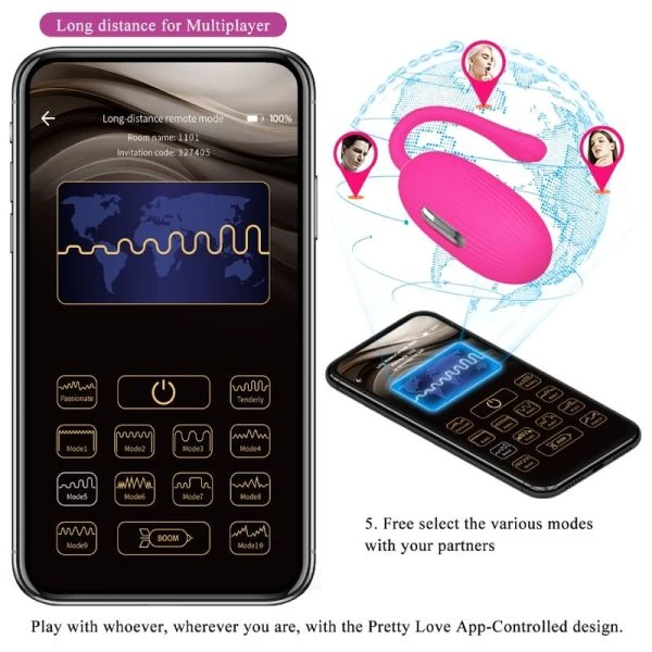 Pretty Love Doreen wiederaufladbares Vibro-Ei mit Fernbedienung, Magenta
