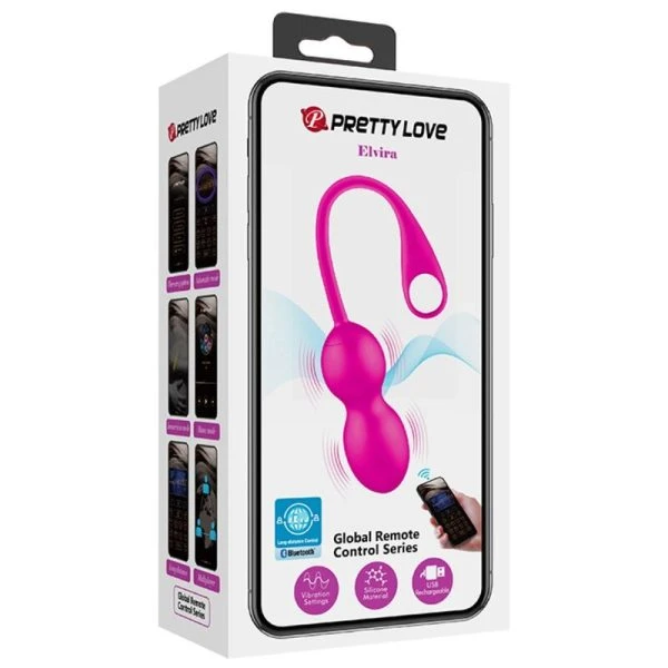 Pretty Love Elvira Pink oplaadbare vibrerende balletjes met app-bediening