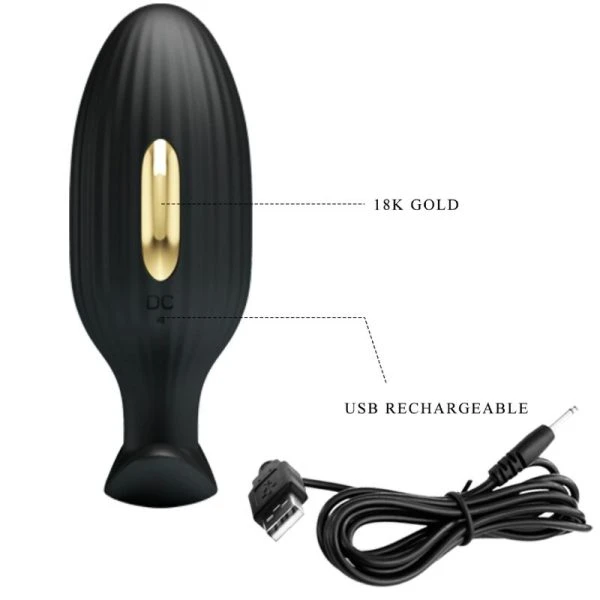 Pretty Love Anaalplug Jefferson met app-bediening en E-Stim, zwart