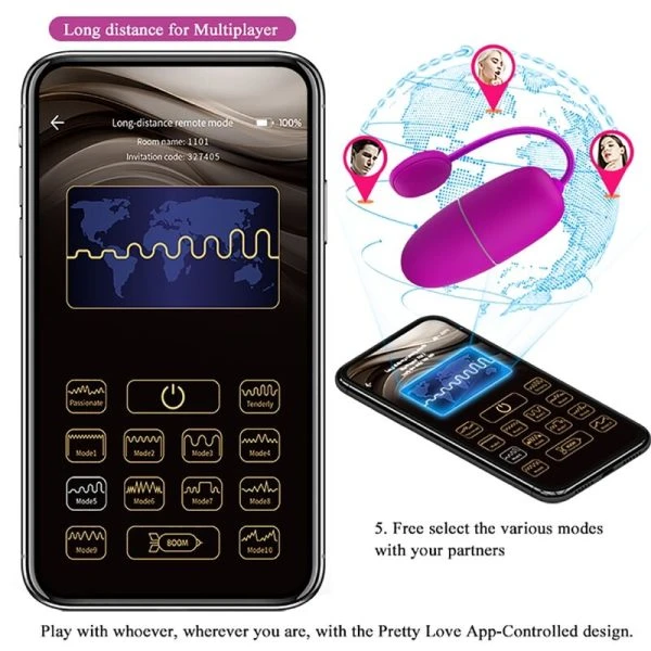 Pretty Love App-gesteuertes Vibro-Ei aus Silikon, lila