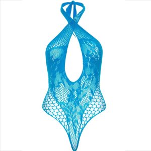 Leg Avenue Teddy-Halter met kant en net, blauw Leg Avenue Teddy-Halter met kant en net, blauw - Afbeelding 7