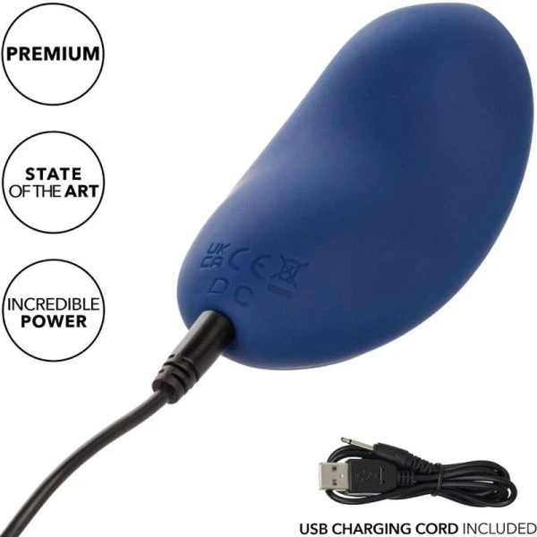 Calexotics Cashmere Velvet Curve Vibrator met ribbels, blauw