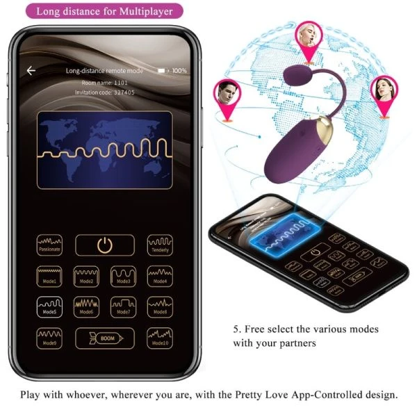 Pretty Love Abner App-Vibrator Ei Lilac met Bluetooth
