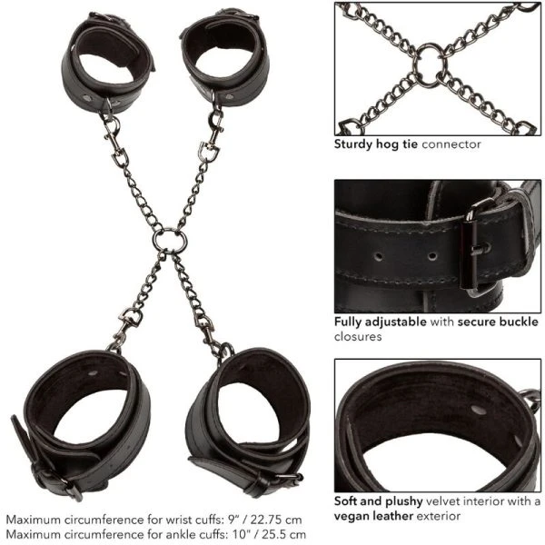 Calexotics Euphoria HOG Bindung Handschellen-Set met fluweel en veganistisch leer Calexotics Euphoria HOG Bindung Handschellen-Set met fluweel en veganistisch leer