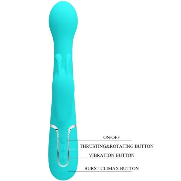 Pretty Love Rabbit Vibrator 3 in 1 Multifunctionele vibrator met clitorisstimulator, aquagroen
