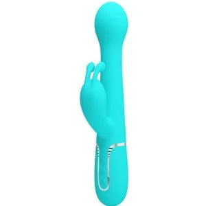 Pretty Love Rabbit Vibrator 3 in 1 Multifunctionele vibrator met clitorisstimulator, aquagroen
