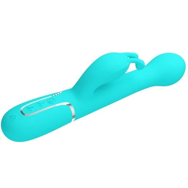 Pretty Love Rabbit Vibrator 3 in 1 Multifunctionele vibrator met clitorisstimulator, aquagroen