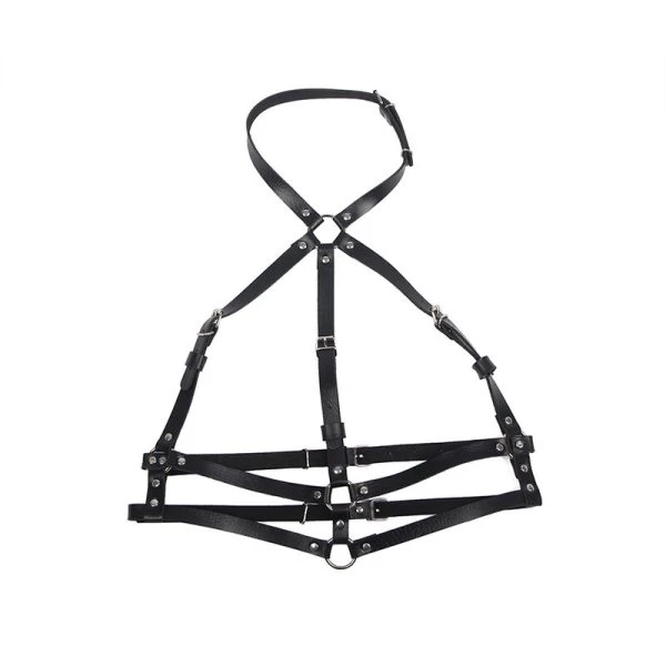 Subblime Lederen Borsttuig met Ring, Zwart