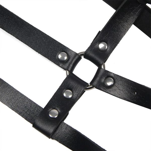 Subblime Lederen Borsttuig met Ring, Zwart