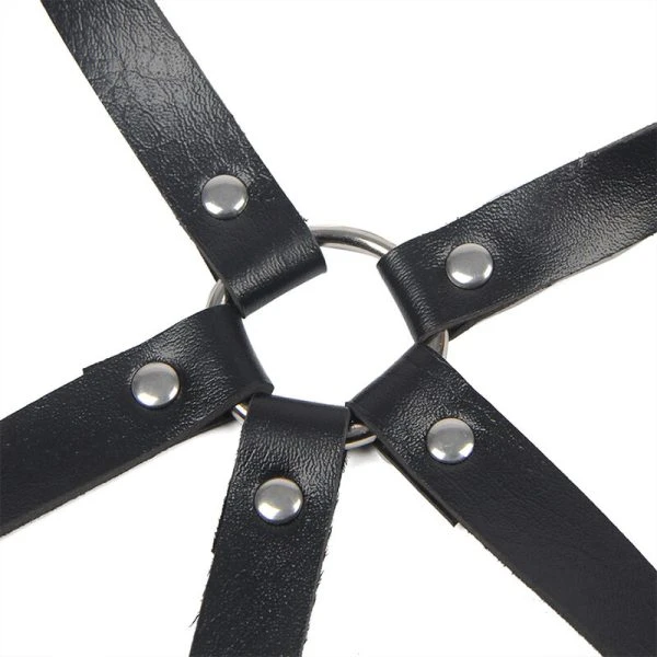 Subblime Lederen Borsttuig met Ring, Zwart