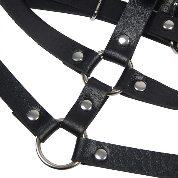 Subblime Lederen Borsttuig met Ring, Zwart