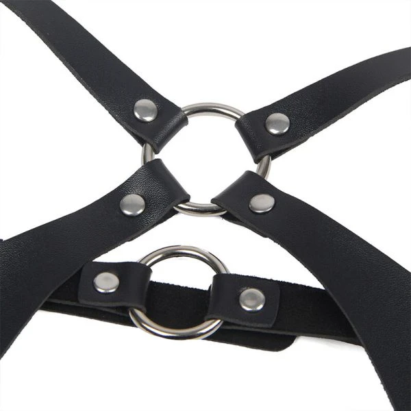 Subblime full-body harness van leer met gespen zwart Subblime full-body harness van leer met gespen zwart