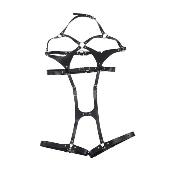 Subblime full-body harness van leer met gespen zwart Subblime full-body harness van leer met gespen zwart