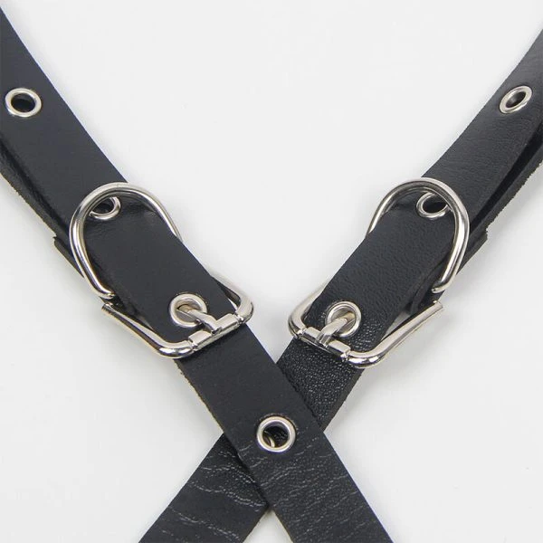 Subblime Leren harnas met kettingdetails, zwart