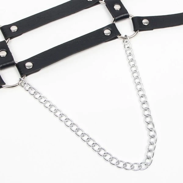 Subblime Leren harnas met kettingdetails, zwart