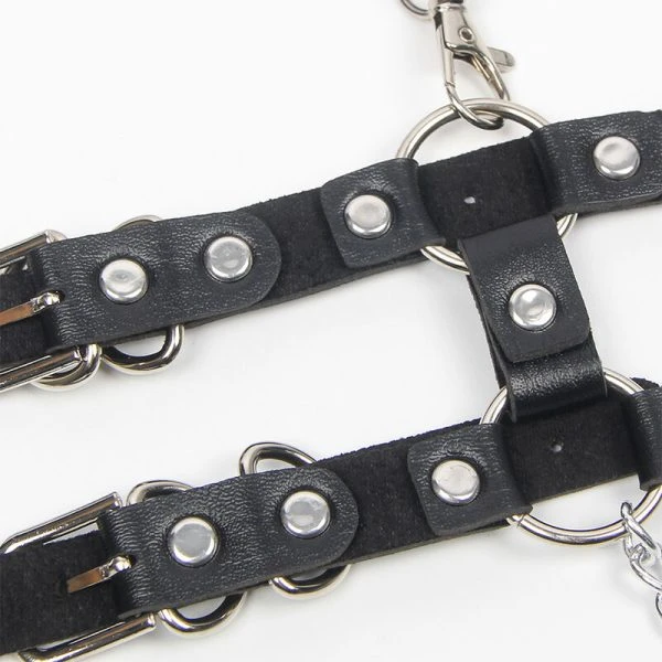 Subblime Leren harnas met kettingdetails, zwart