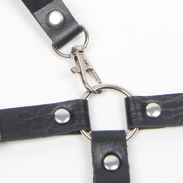 Subblime Leren harnas met kettingdetails, zwart