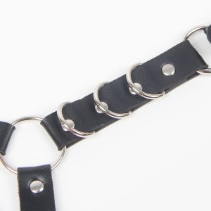 Subblime leren harnasgordel met jarretelle en ringdetails, zwart Subblime leren harnasgordel met jarretelle en ringdetails, zwart - Afbeelding 7