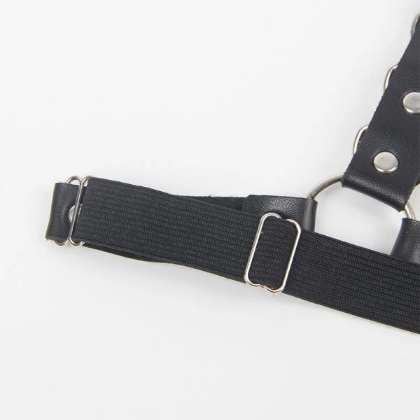 Subblime leren harnasgordel met jarretelle en ringdetails, zwart Subblime leren harnasgordel met jarretelle en ringdetails, zwart